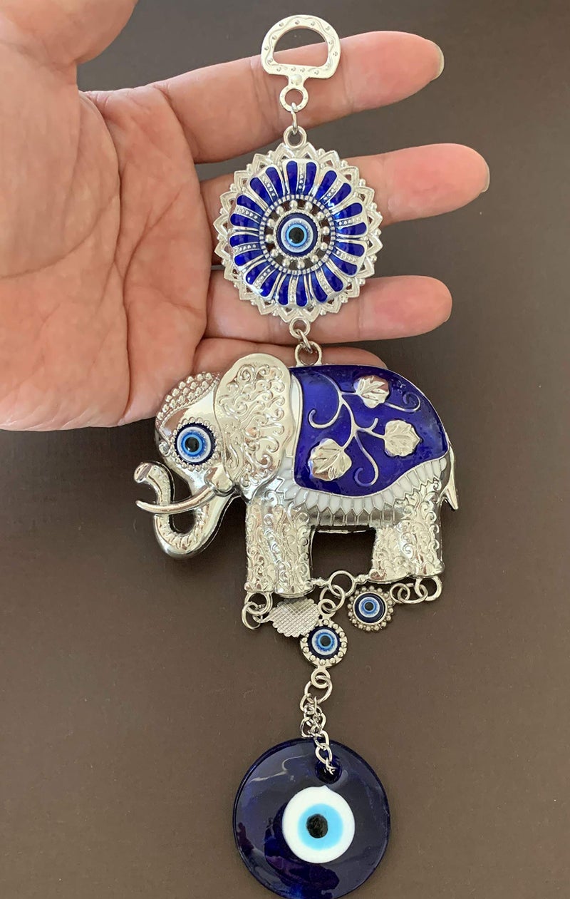 Betterdecor Turkish Blue Evil Eye Lucky Elephant Amulet â€“ Hanging Ornament for Home Office Car Decor -CL16 - Image 3